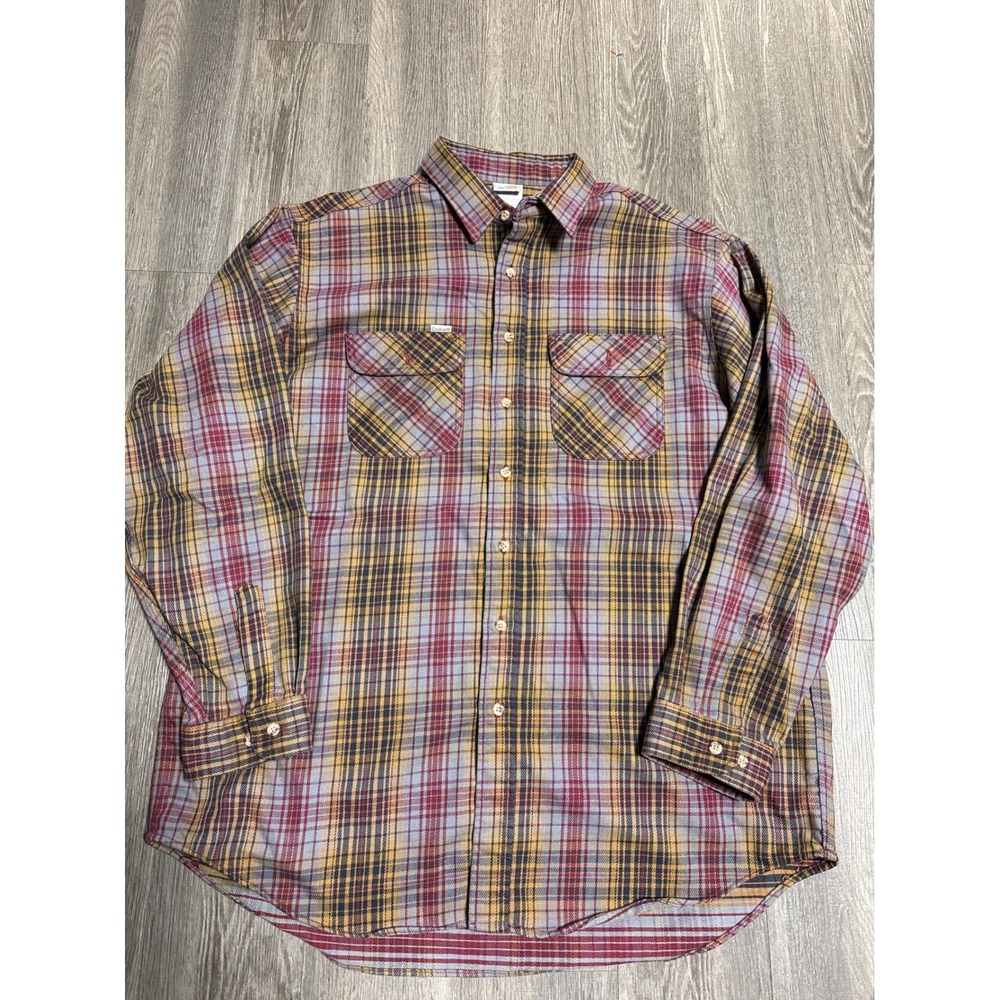 Carhartt Mens 2XL Tall Plaid Flannel Button Down Shirt S61BLK Multi Color Cotton